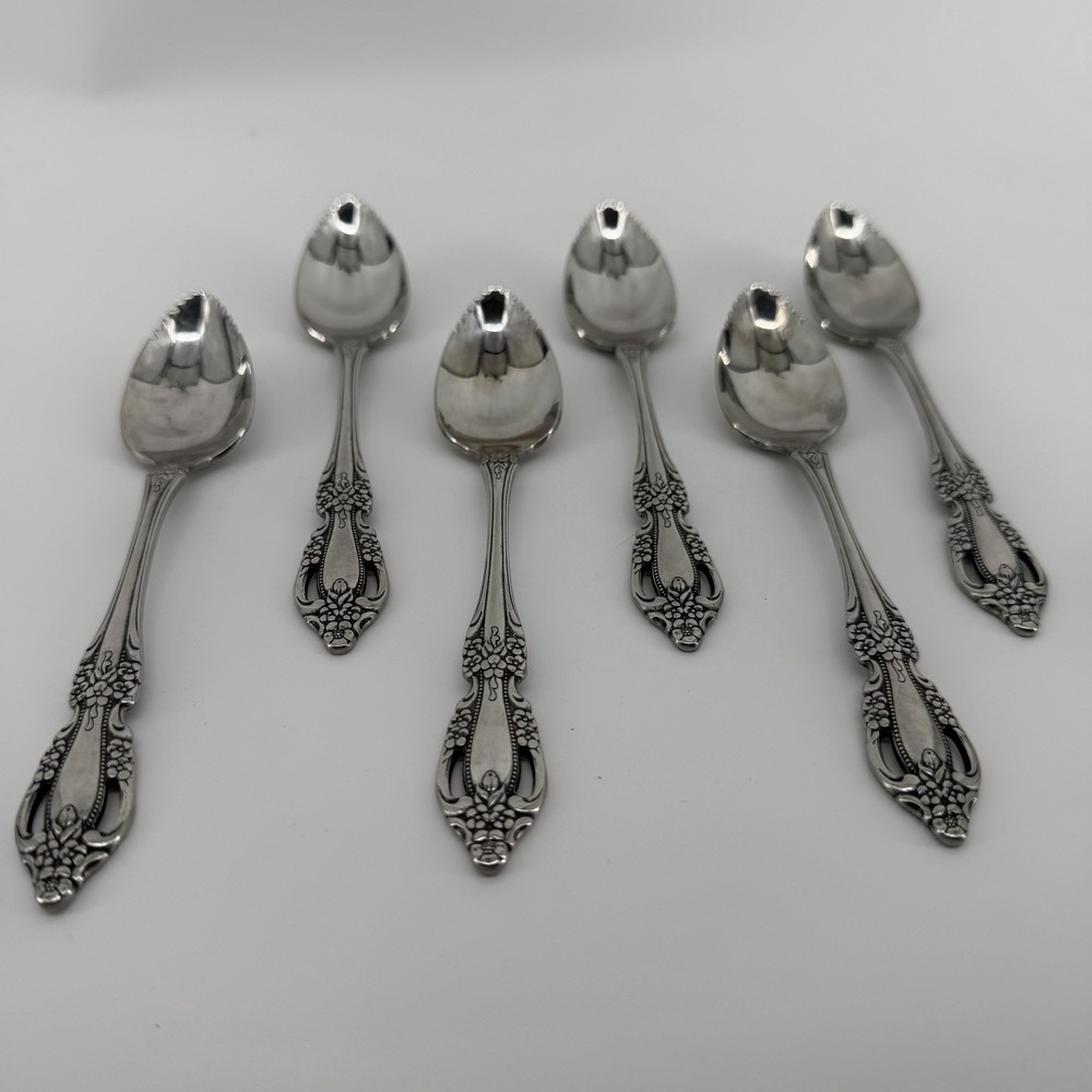 Oneida Raphael Distinction Deluxe Stainless Grapefruit Fruit Spoon 6" Set of 6